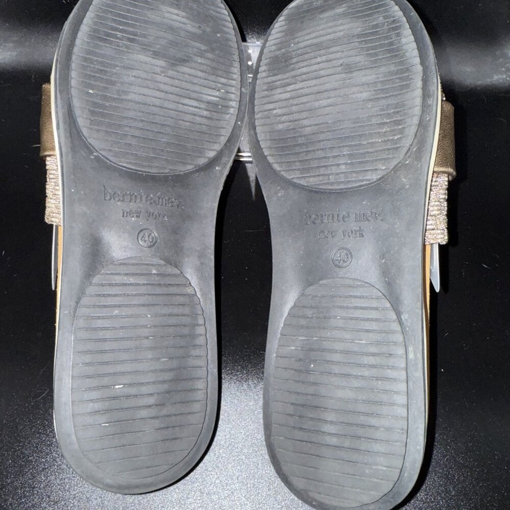 bernie mev. Metallic Bronze and Tan Slide Sandals - Picture 4 of 5